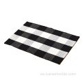 Algodón de algodón Búfalo Puerta a cuadros Rug Black White Strip